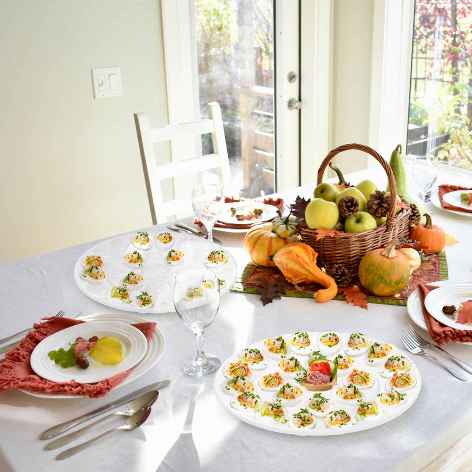 Foraineam white dish pairs with any dinnerware to highlight appetizers