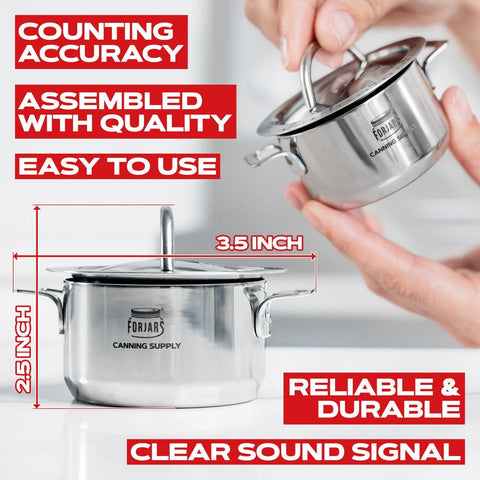 FORJARS timer side view highlighting compact design for kitchen storage.