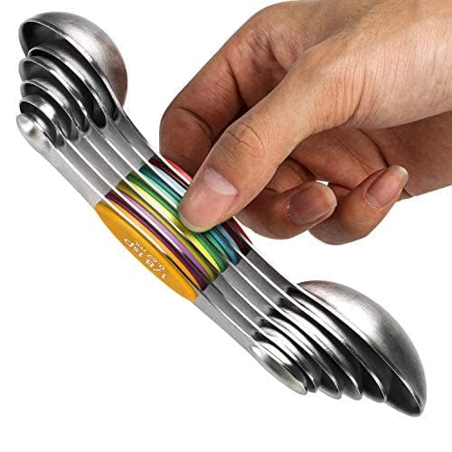 Forkmannie magnetic measuring spoons set of six, overview, ideal for accurate kitchen prep and organization.