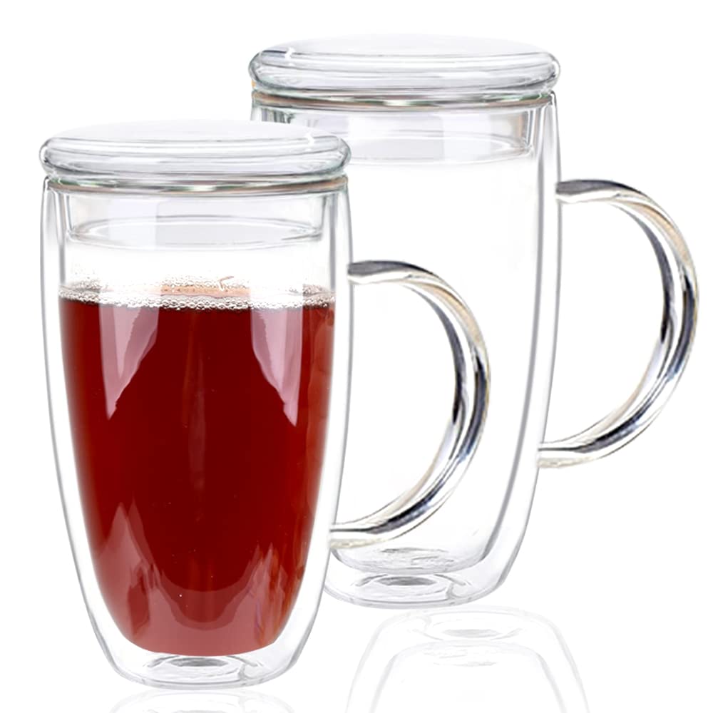 Fornzii 15oz double-walled mug with lid on, heat-resistant and easy to hold.