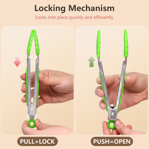 ForTomorrow silicone-tipped tongs safe for nonstick pans and grill grates.