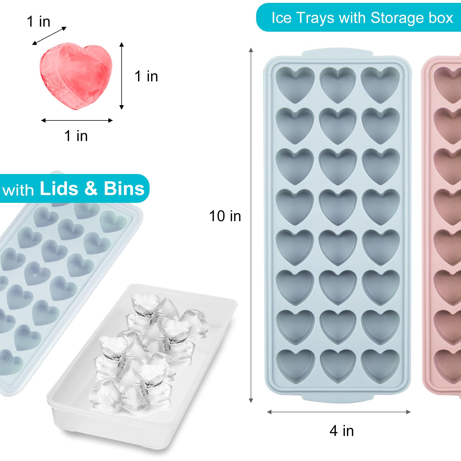 FOSOE 48-heart ice cubes add elegant presentation to drinks