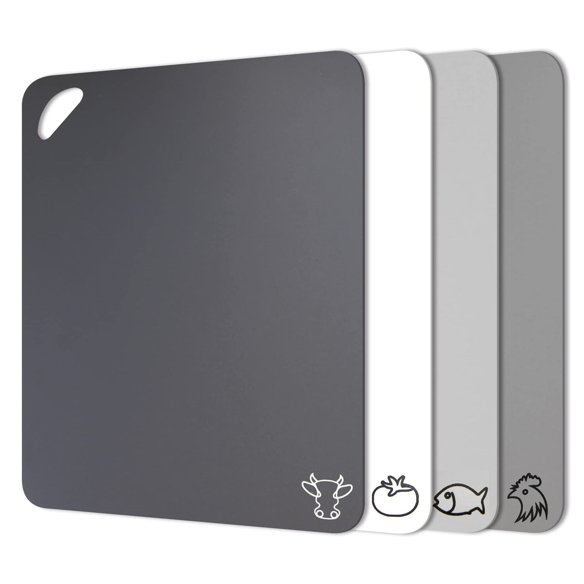Fotouzy cutting boards icons front view for organized meal prep with color coding.