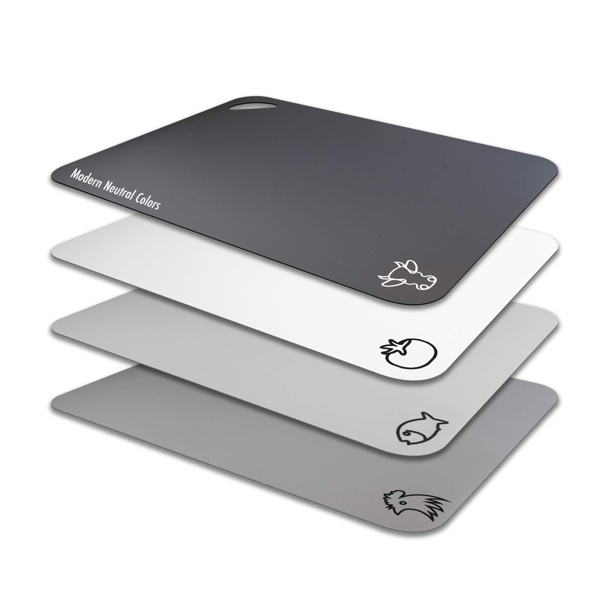 Fotouzy cutting boards icons enable quick transfer of chopped items to pans.