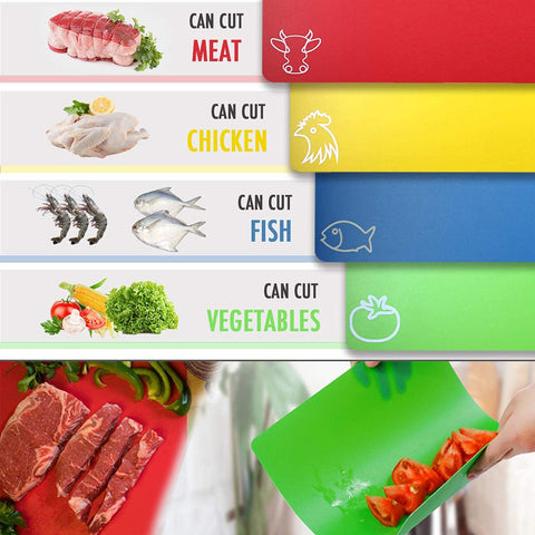 Fotouzy rainbow color-coded mats for versatile kitchen tasks and storage