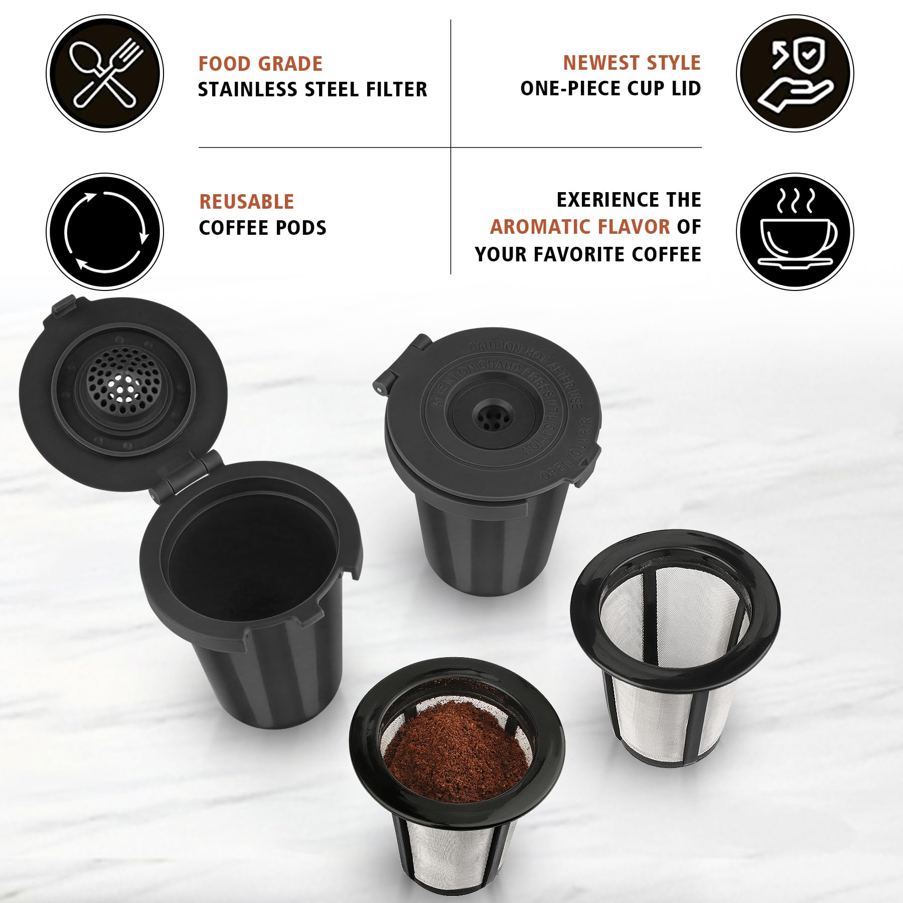 FOTRIC 15-gram capacity accommodates coffee or tea for a quick brew.