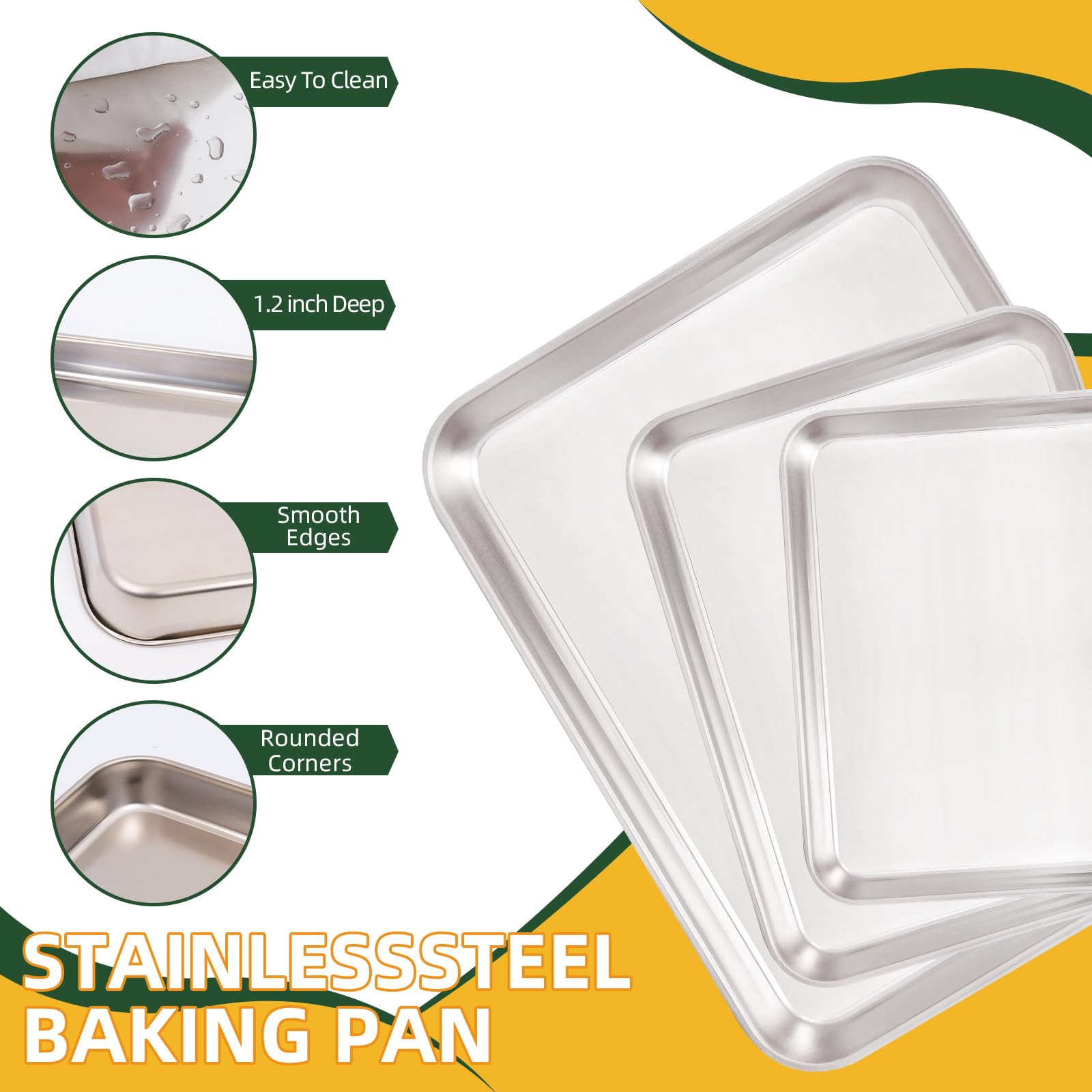 Four-piece baking sheet set with 12-inch pan for larger batches