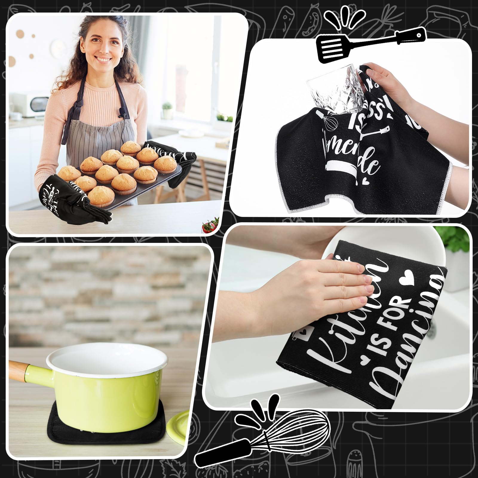 Fourluoo pair of farmhouse kitchen pot holders ready for safe handling