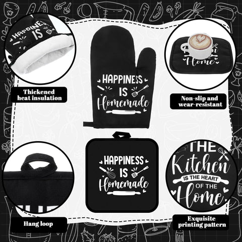 Fourluoo oven mitts with insulation and fabric for heat protection