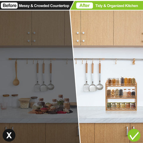 FoverOne bamboo spice rack side view highlights compact footprint for small kitchens