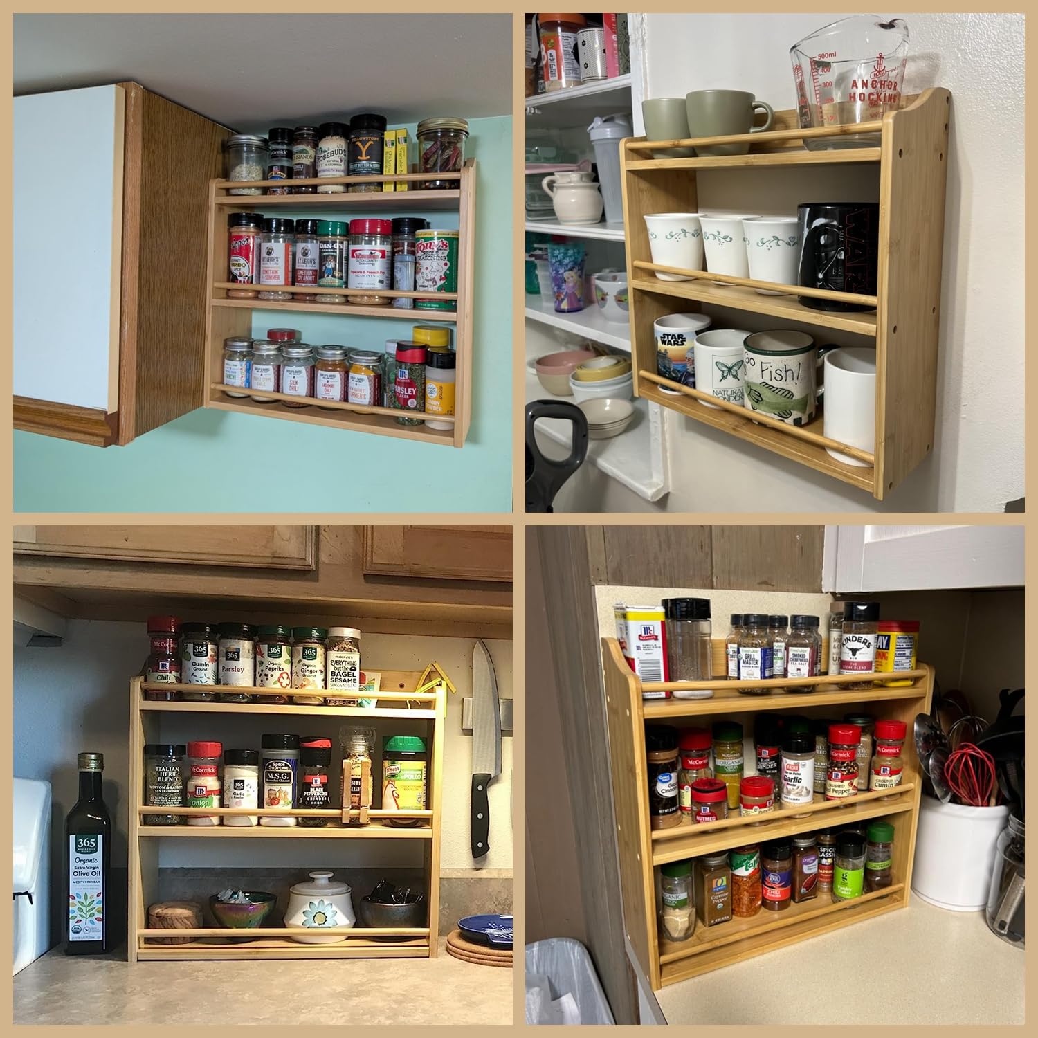 FoverOne bamboo spice rack closeup reveals smooth, moisture-proof finish
