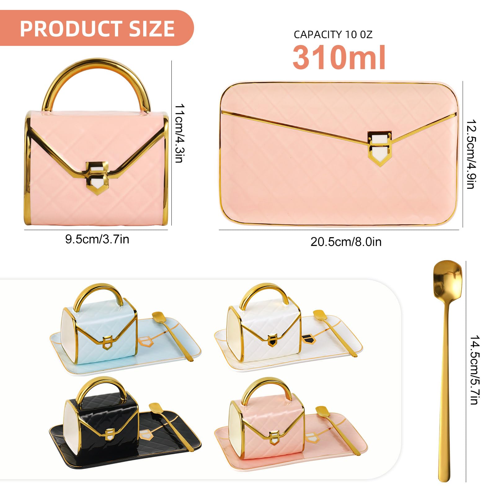 Fovima pink handbag mug adds stylish desk companion.