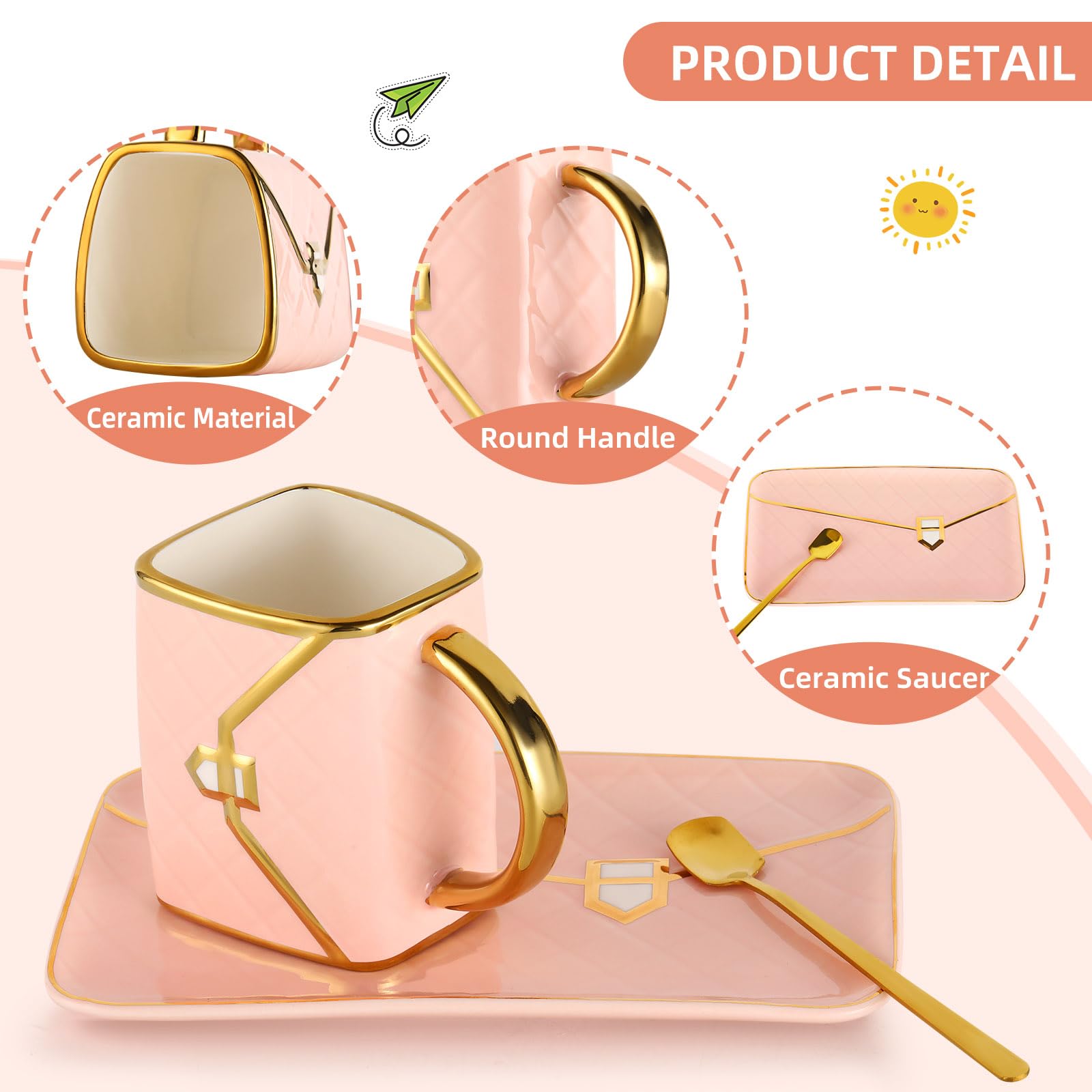 Fovima white handbag mug offers clean, minimalist coffee moments.