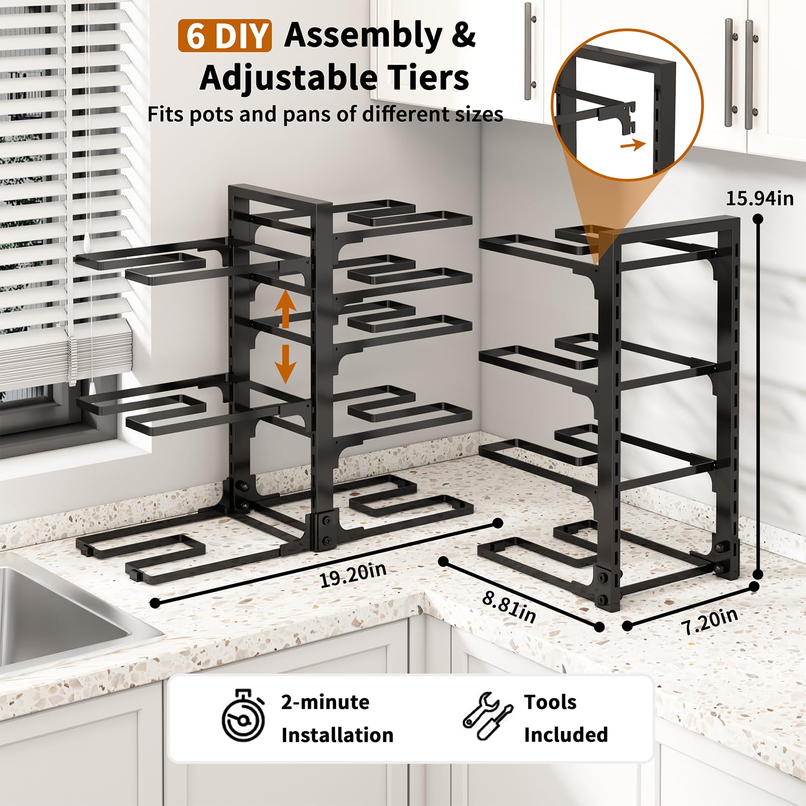 Fovkdcvw double snap grip supports up to 85 lbs of cookware.