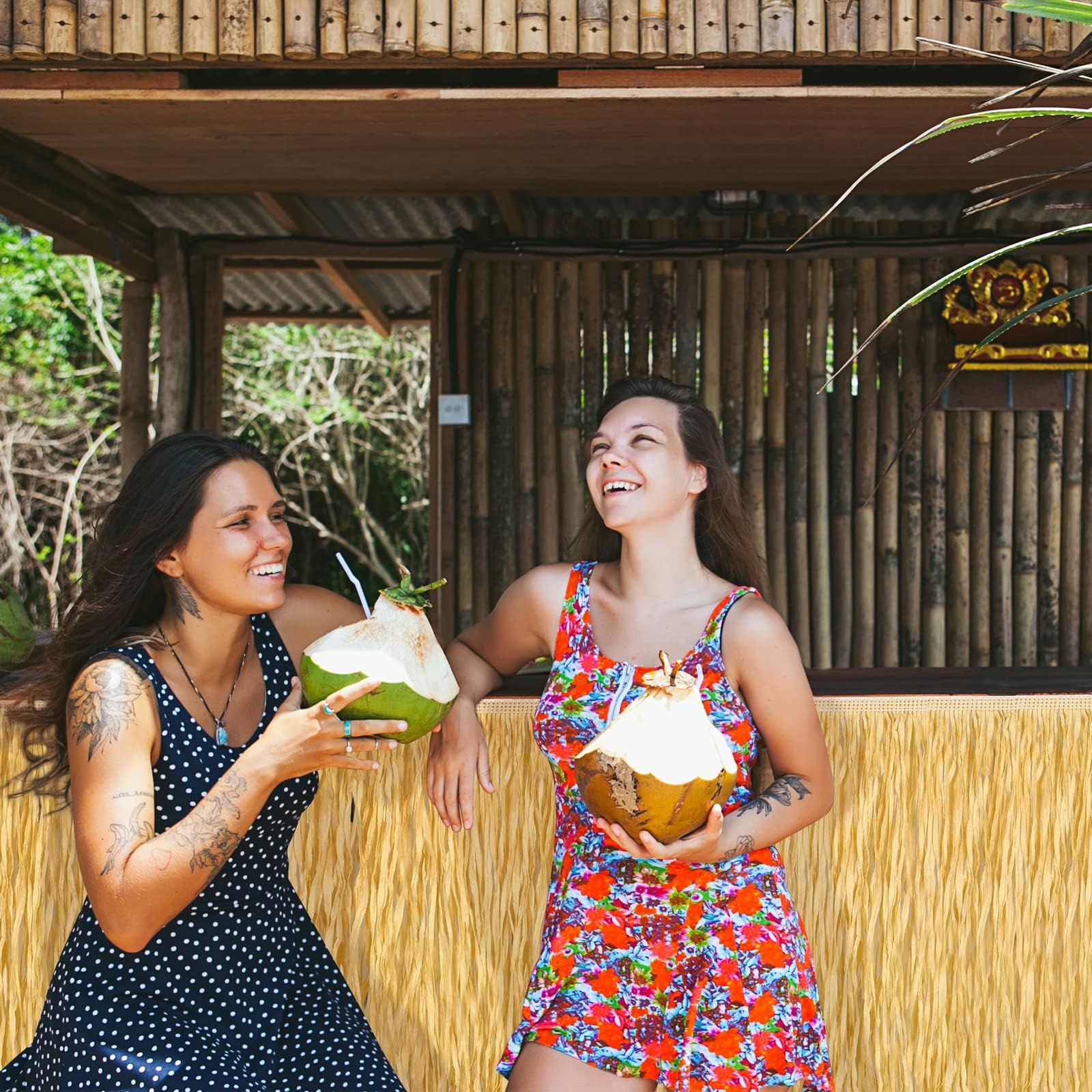 Fovths table skirt ideal for poolside, beach, and Moana-themed gatherings.