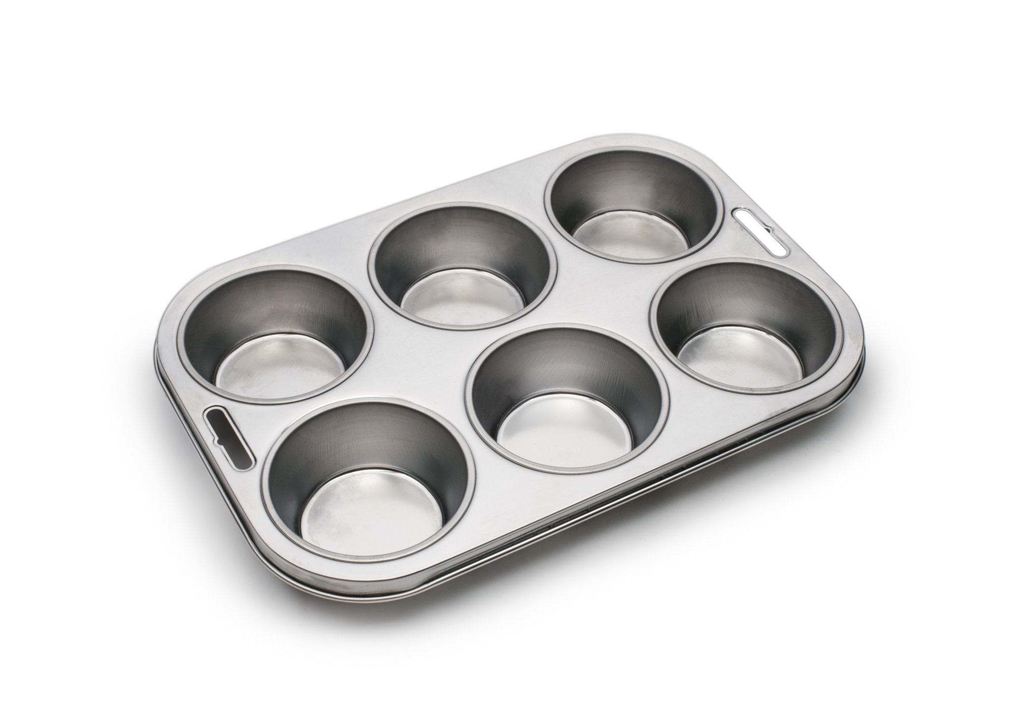 Fox Run 4867 muffin pan top view with six evenly sized cups.