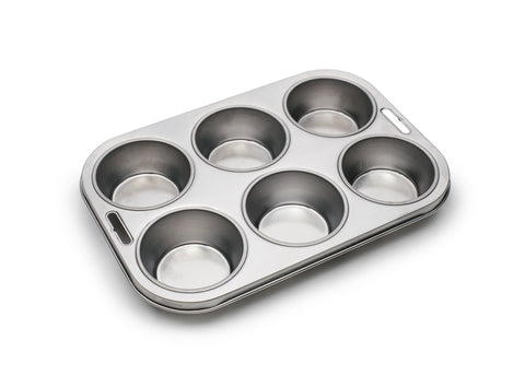 Fox Run 4867 muffin pan top view with six evenly sized cups.