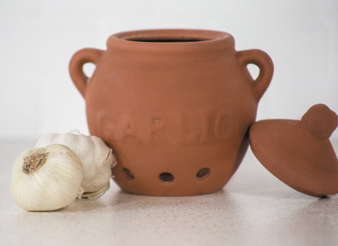 Fox Run garlic keeper on countertops keeps bulbs organized and accessible.