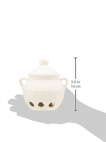 Fox Run garlic keeper with carved garlic-shaped handle adds quirky charm.