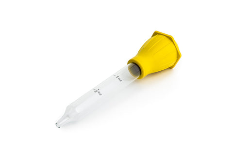 Fox Run heat-resistant glass baster with clear glass tube for precise, safe basting.