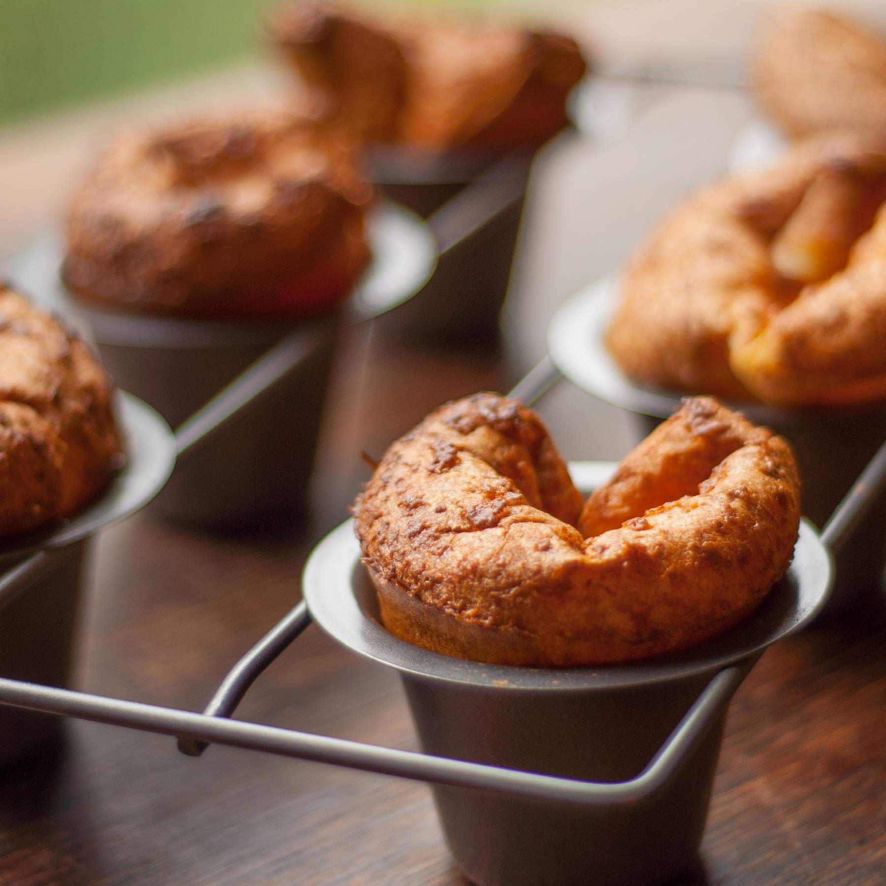 Fox Run popover pan six-cup grey cups detail highlights deep wells