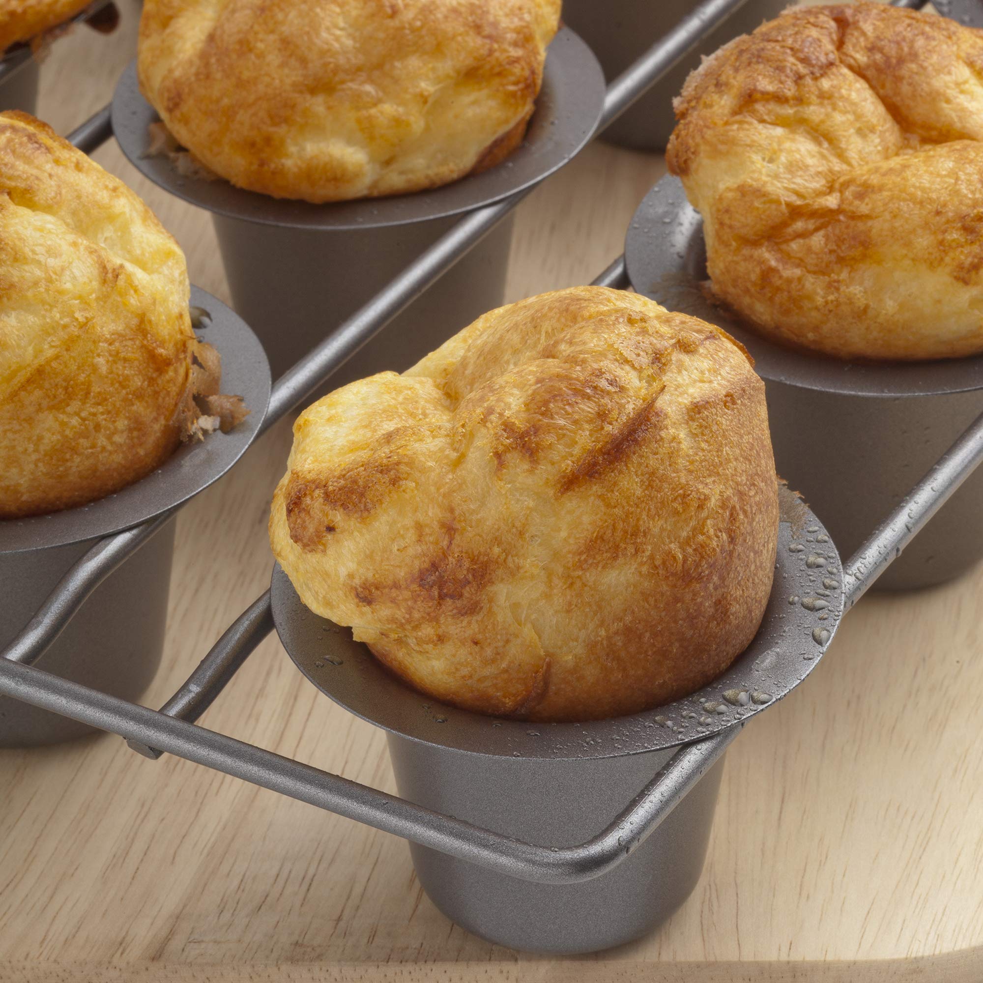 Fox Run popover pan on top rack dishwasher-safe for easy cleanup