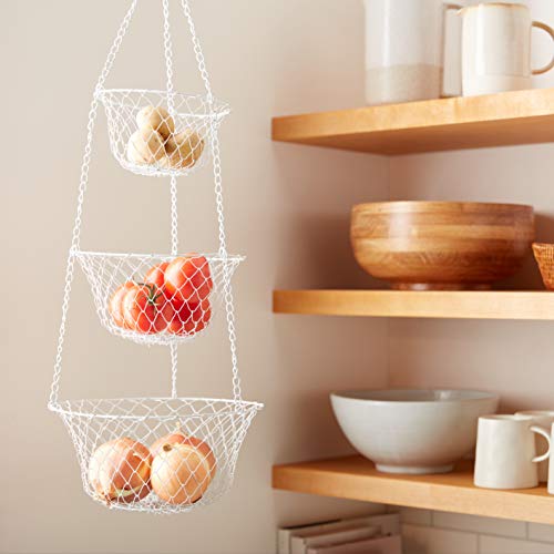 Fox Run white hanging baskets as decorative storage in any room.