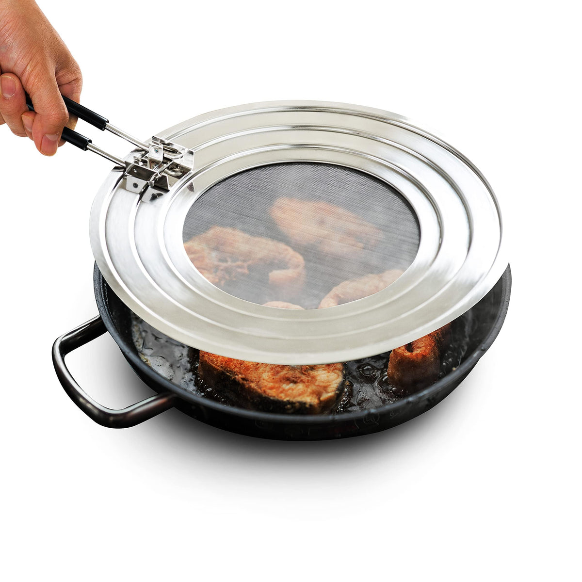 FOXEL dishwasher-safe splatter screen guard shields stove from grease during frying