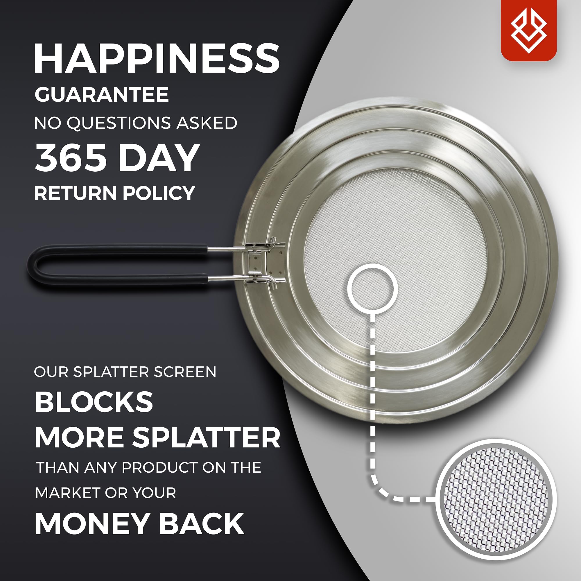 FOXEL dishwasher-safe splatter screen simplifies cleanup after cooking