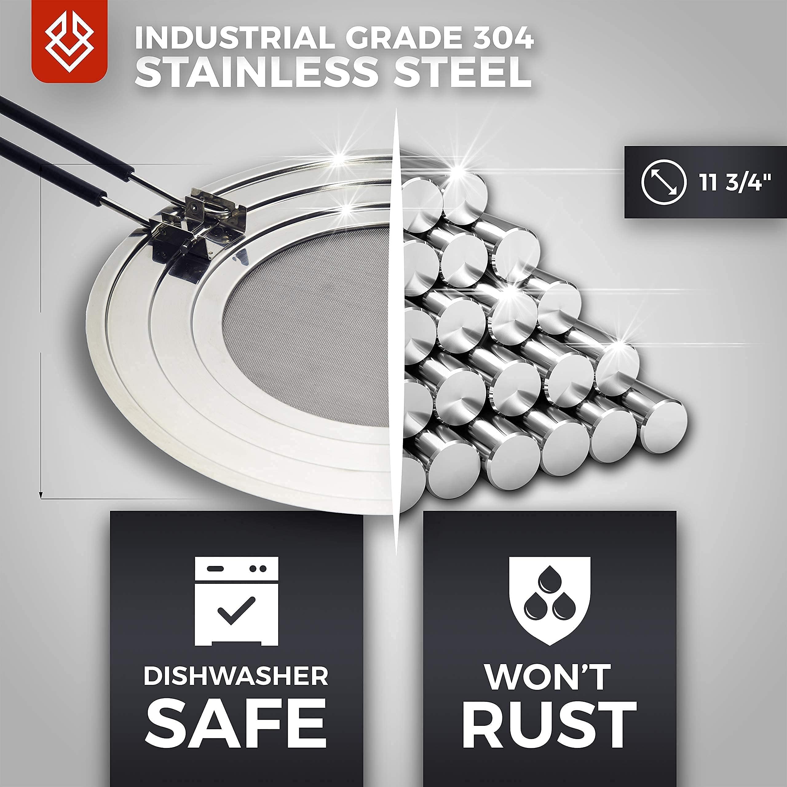 FOXEL stainless steel ring and mesh provide strong splash protection around the pan