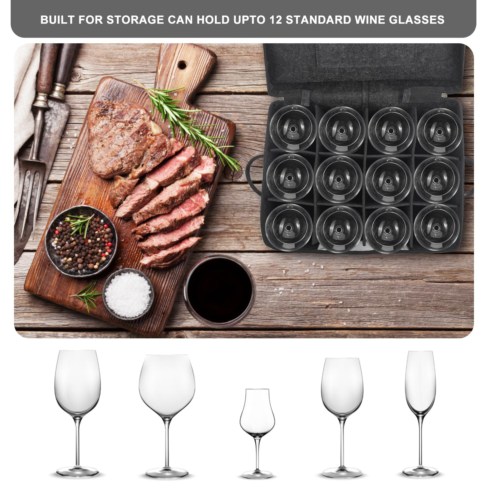 Foyego wine glass storage box collapsible for easy setup.
