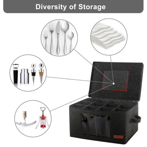 Foyego wine glass storage box lid reduces dust and scratches.