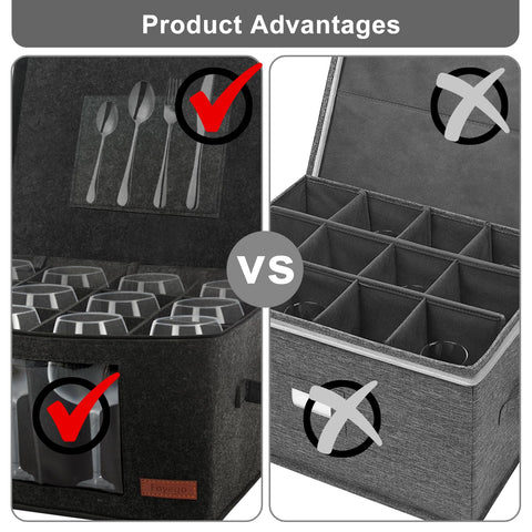 Foyego wine glass storage box stackable design saves space.