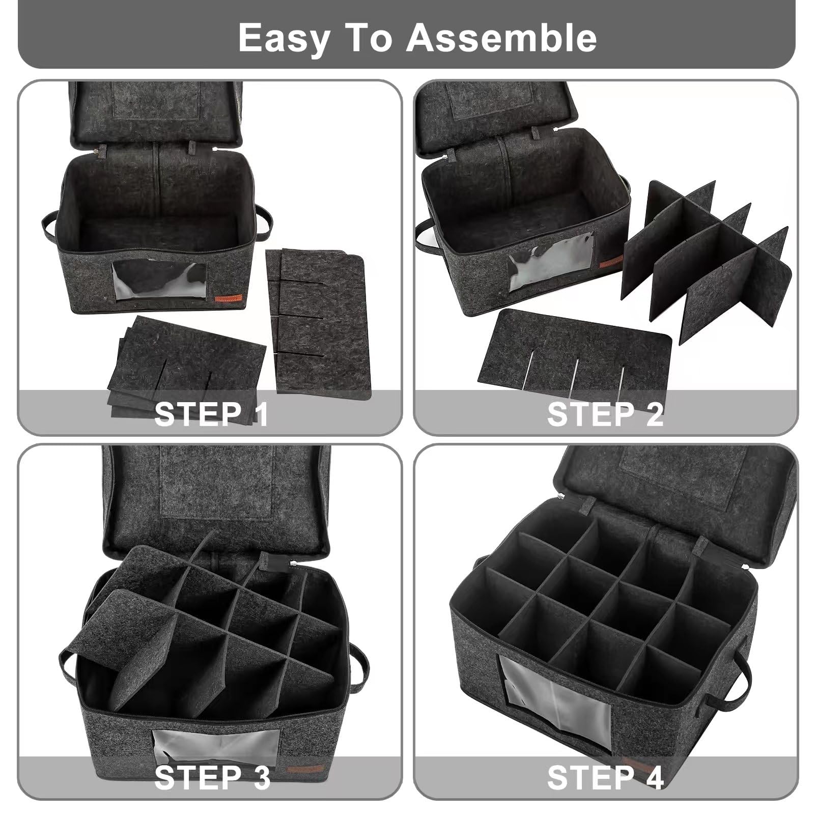 Foyego wine glass storage box sturdy handles ease carrying glassware.