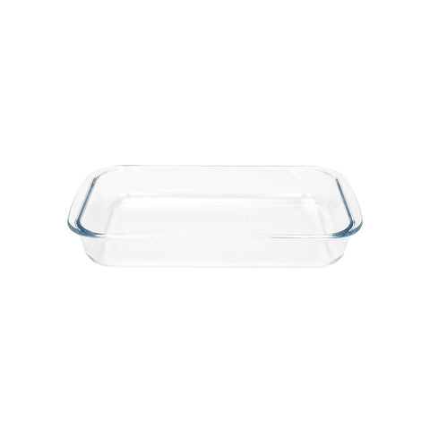 FOYO Basics tempered glass baking dish, clear and sturdy for oven-to-table meals.