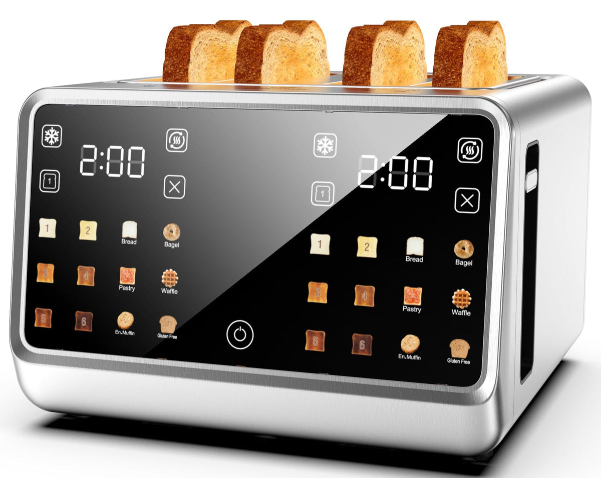 Foyoconven smart toaster with 4-slice wide slot toasts thick bread evenly