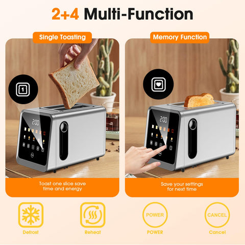 Foyoconven 2-slice 900W heating delivers fast, even toasting