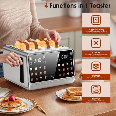 Foyoconven wide slots toast thick bagels and muffins evenly.