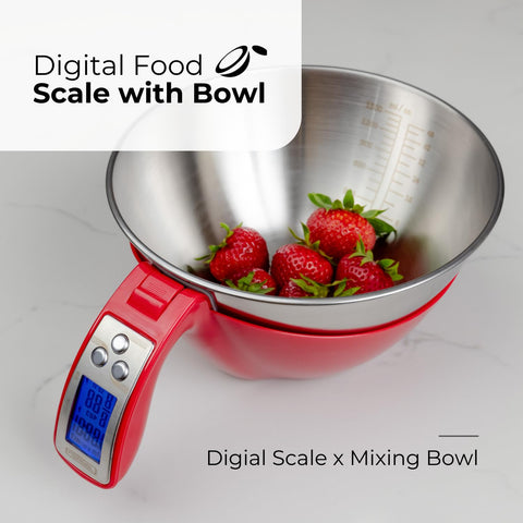 Fradel scale features a backlit display for easy reading while cooking.