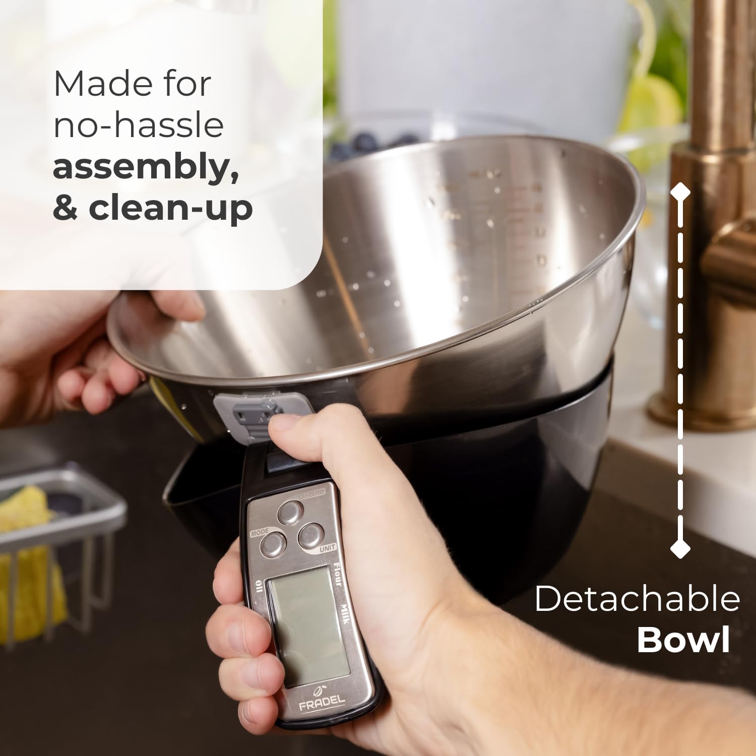 Fradel dishwasher-safe bowl simplifies cleanup after meal prep.