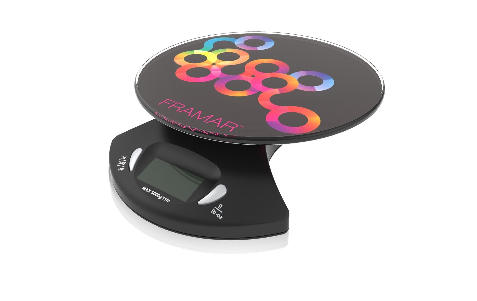 FRAMAR Hair Color Scale with digital display for precise color mixing in salons.