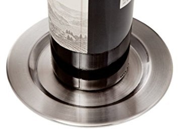 Franmara brushed stainless steel Smooth Pratique wine bottle coaster protects surfaces and elevates table settings.