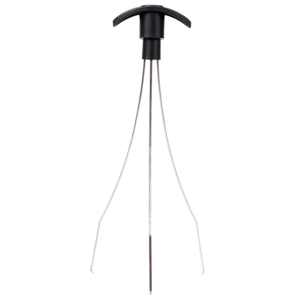 Franmara stainless steel cork retriever with black handle for easy cork removal.