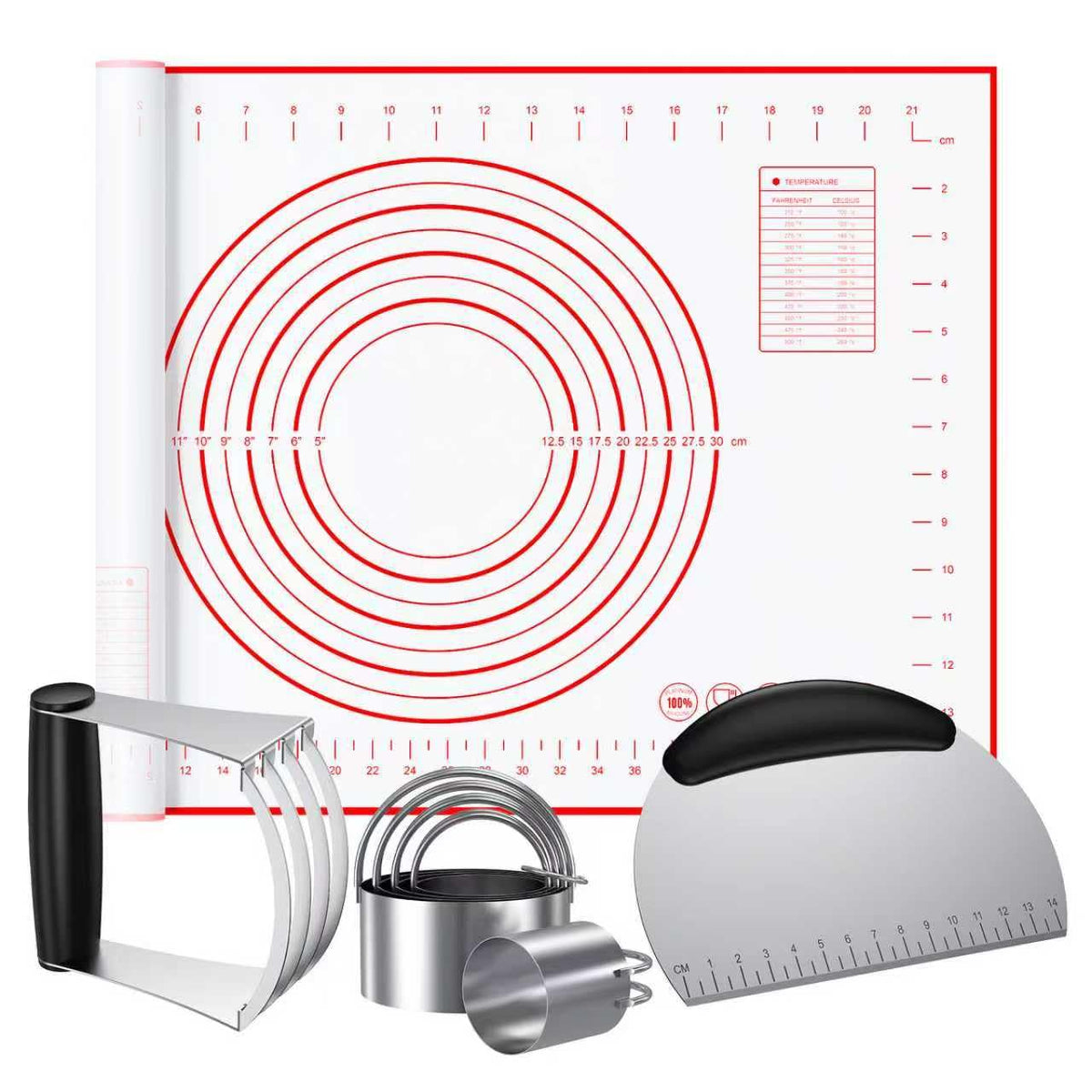 Frapkom biscuit cutter set with dough-mat for precise dough cutting