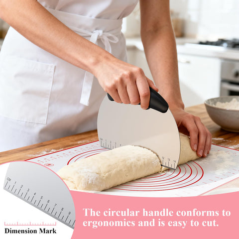 Frapkom stainless steel dough cutter handles sticky dough smoothly