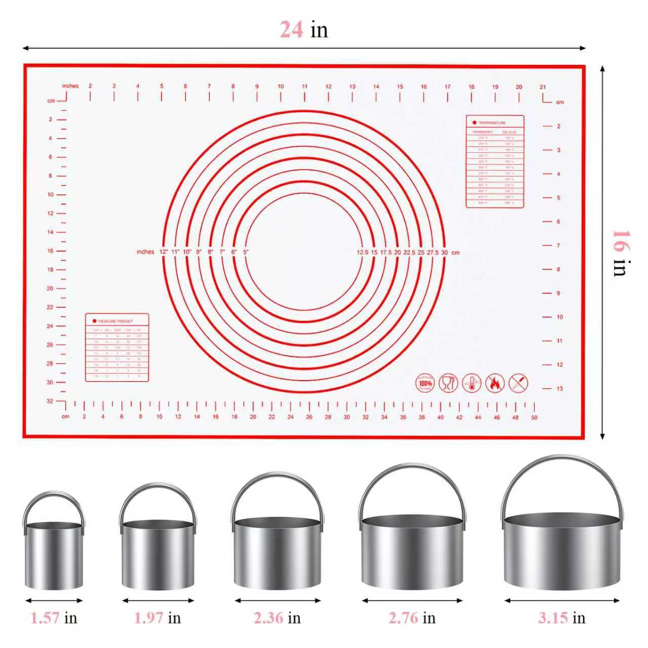 Frapkom silicone pastry mat with non-stick surface for easy rolling