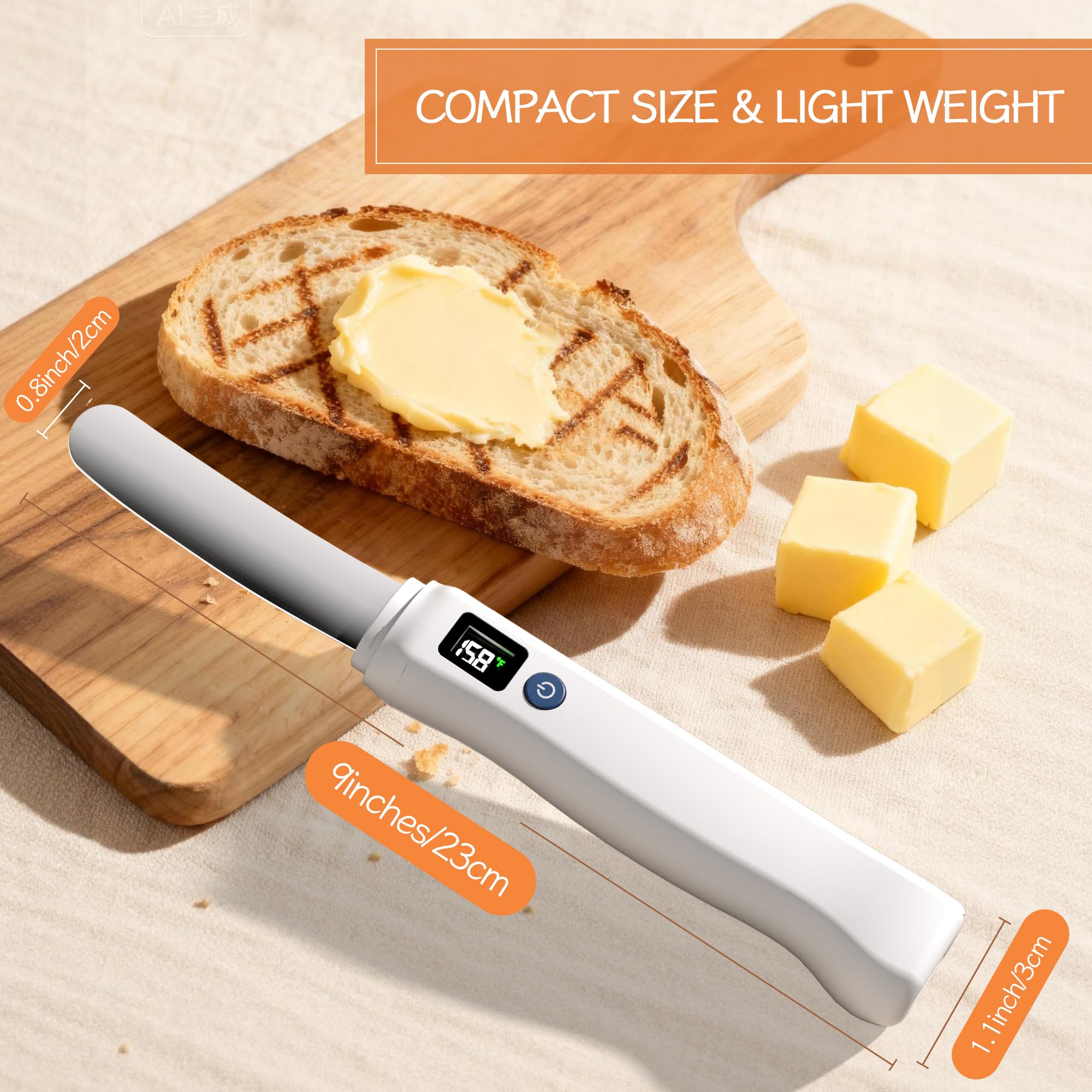 Frayo spreader works with butter, cream cheese, jam for even results