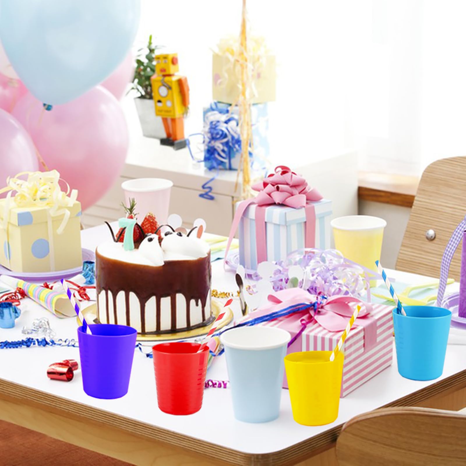 Frcctre 8oz cups suitable for juice, water, or snacks at any time.