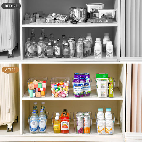 Freebat pantry stackable storage bin maximizes shelf space.