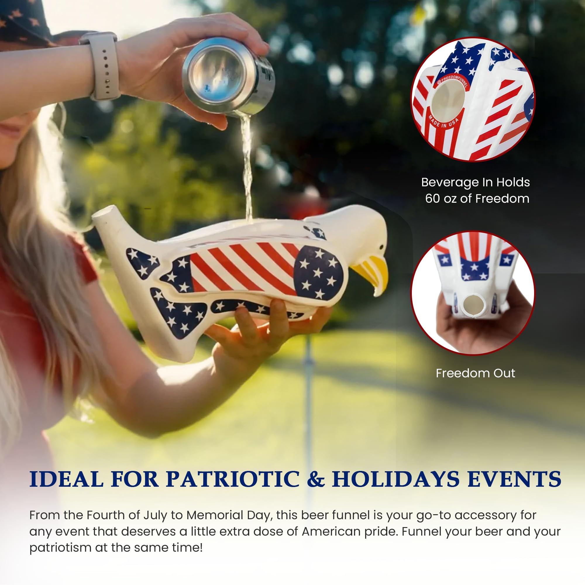 Freedom Funnel durable BPA-free plastic stands up to party use.